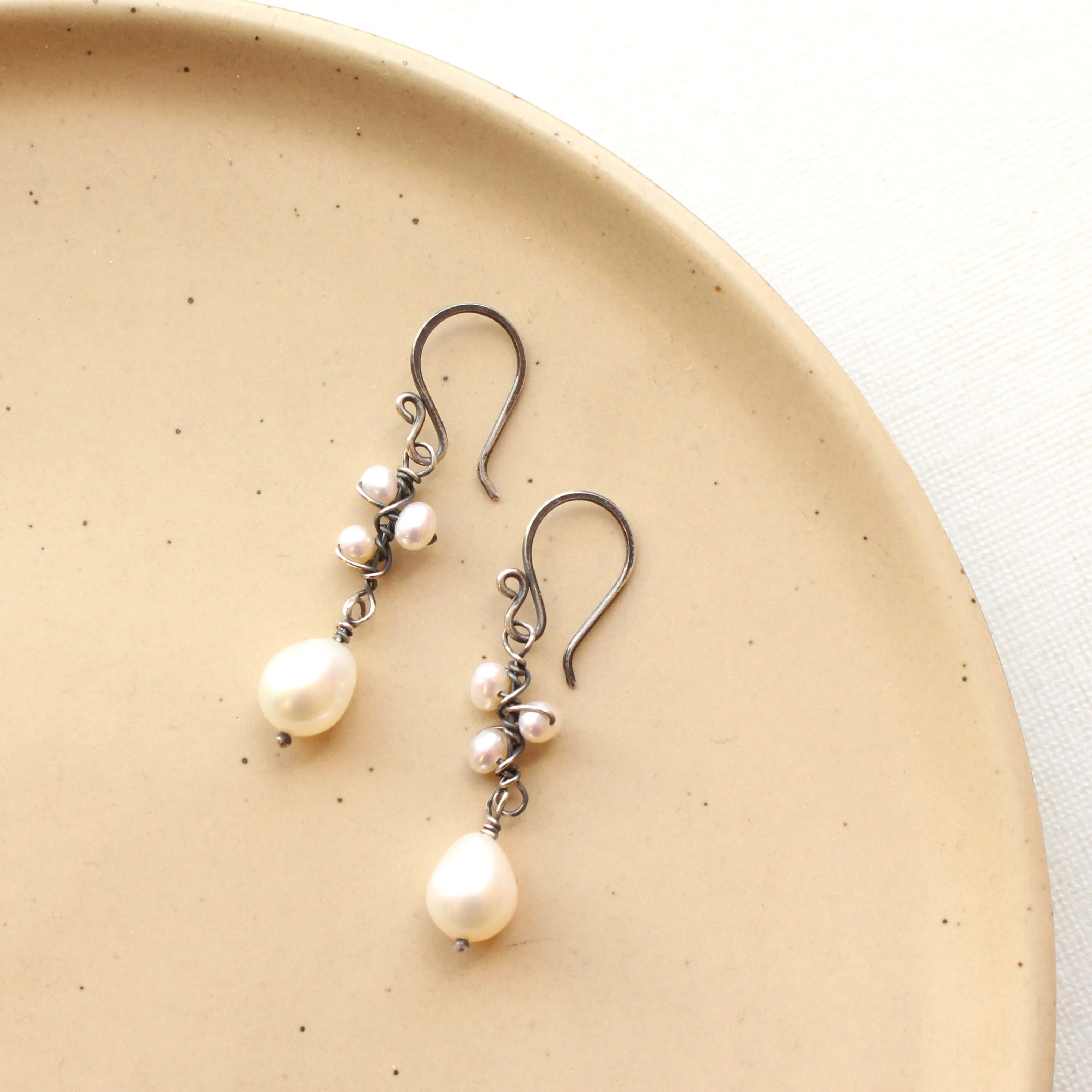 Wrapped Pearl Bud Vine Earrings