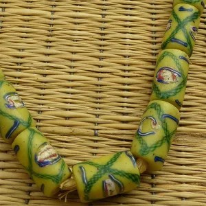 Yellow Trail Decorated Trade Beads