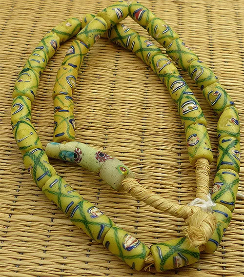 Yellow Trail Decorated Trade Beads