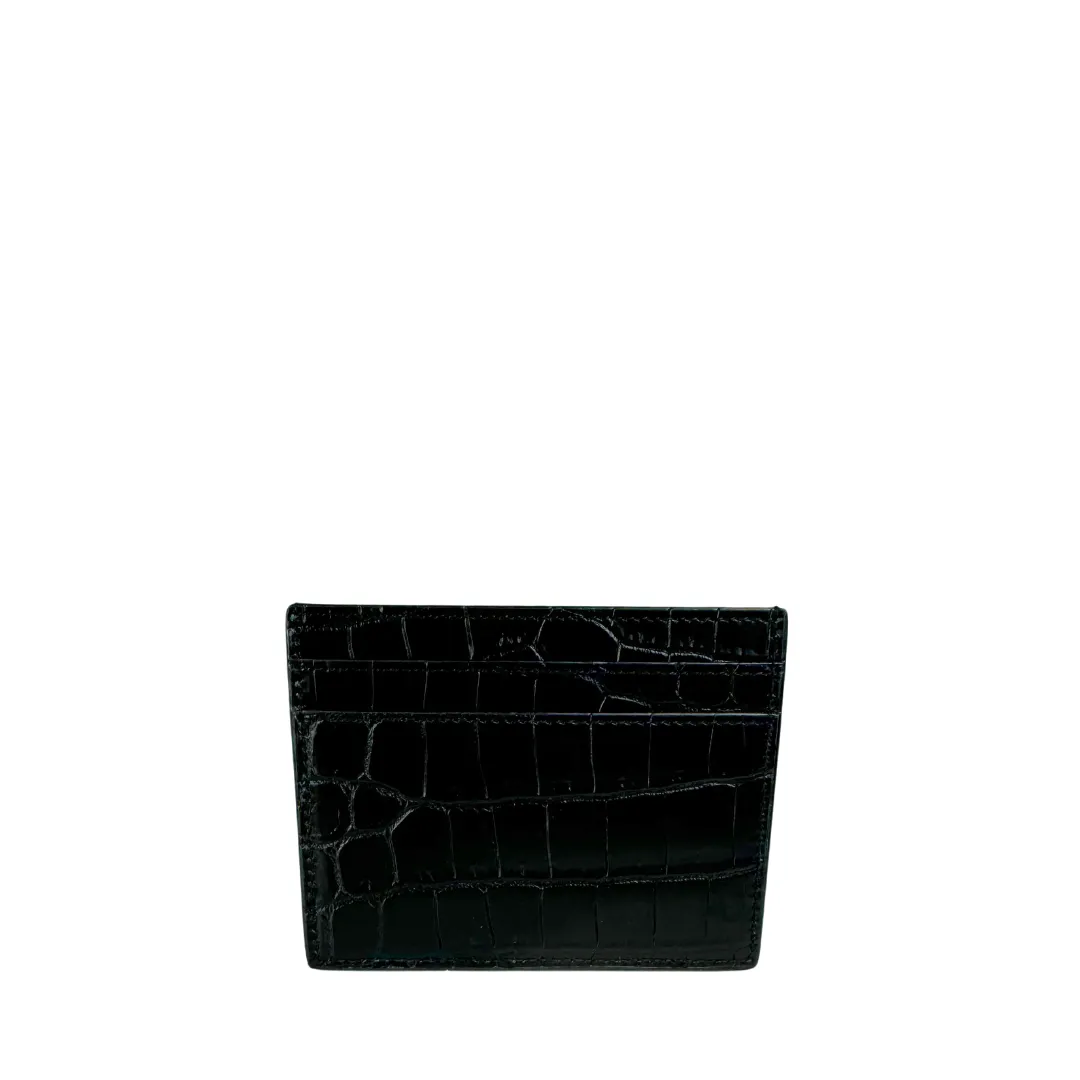 YSL Croc Embossed Matte Paris Card Case