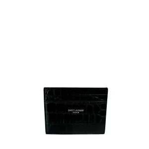 YSL Croc Embossed Matte Paris Card Case
